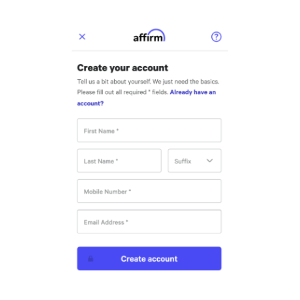Checking out with Affirm screen 2